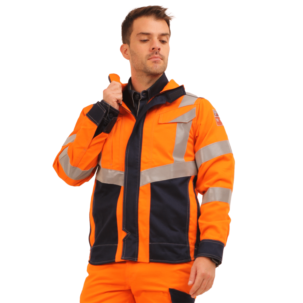 CHAQUETA IGNIFUGA ANTIESTATICO RISK CURRENT H.V. VARON 11 CAL/CM2 NAR/AZUL