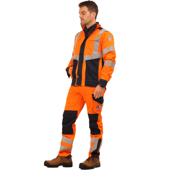 PANTALON IGNIFUGO ANTIESTÁTICO RISK H.V. CURRENT NARANJO AZUL