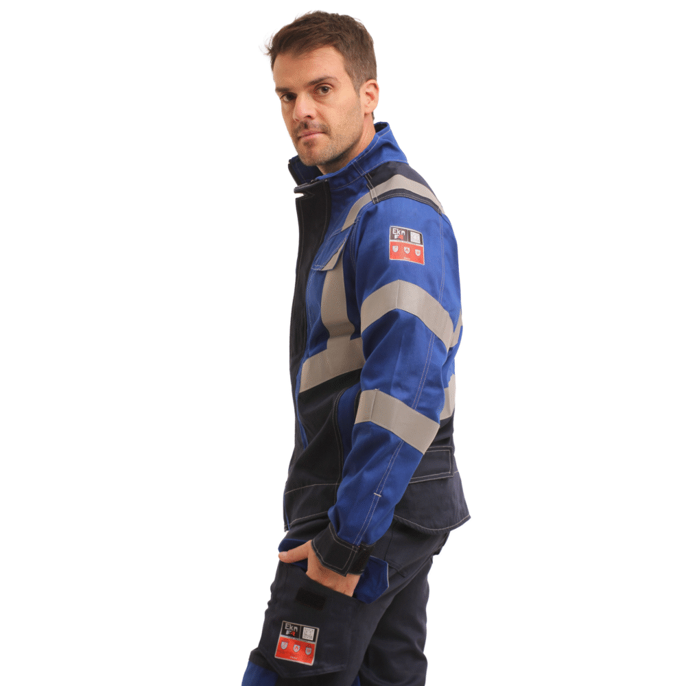 CHAQUETA IGNIFUGA ANTIESTATICO RISK CURRENT H.V. VARON 11 CAL/CM2 AZULINO AZUL - Imagen 2