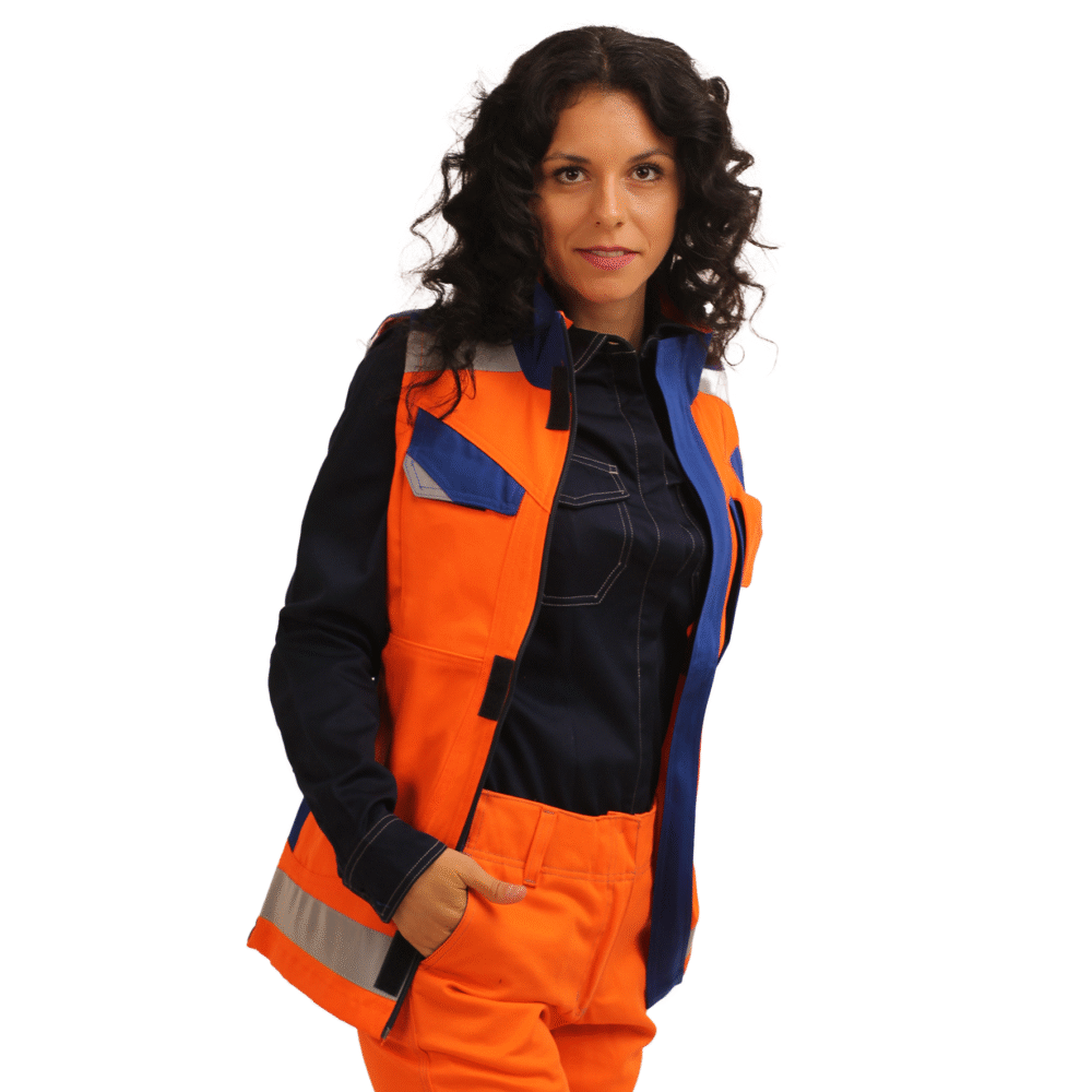 GEOLOGO IGNIFUGO ANTIESTATICO RISK CURRENT 11 CAL/CM2 NARANJO AZULINO DAMA