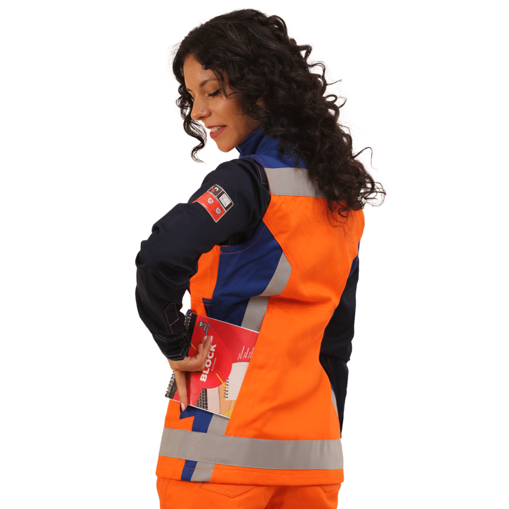 GEOLOGO IGNIFUGO ANTIESTATICO RISK CURRENT 11 CAL/CM2 NARANJO AZULINO DAMA - Imagen 2